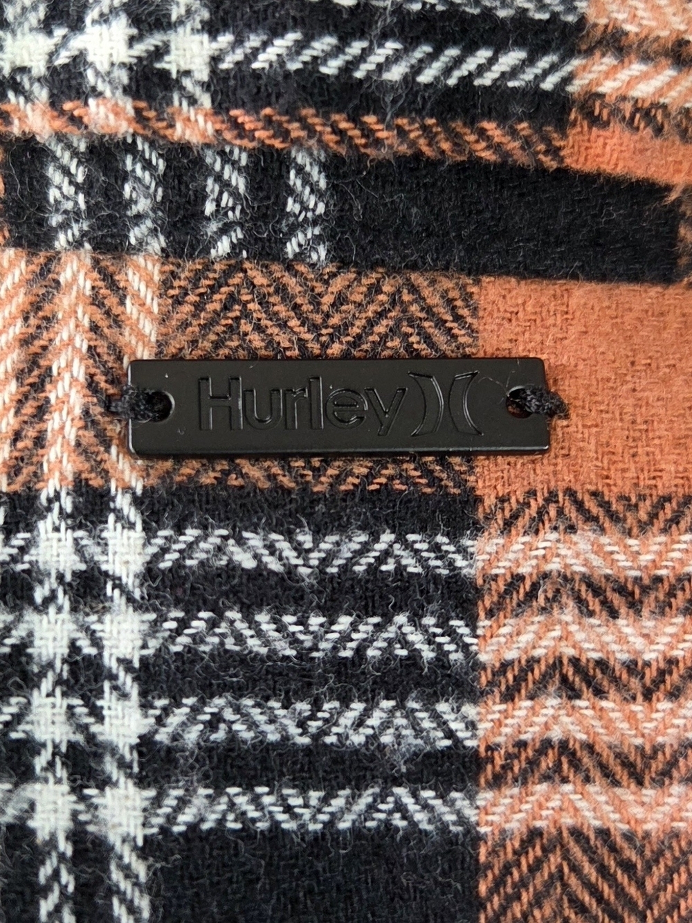 Hurley Orange and Black Plaid Button-Down Shirt Oversized  Size XS - Picture 5 of 8